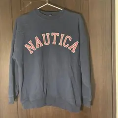 短丈NAUTICA クルーネック スウェット ネイビー Lのサムネイル