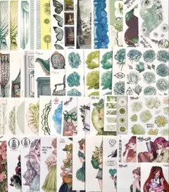 海外作家ステッカー　緑系①　50枚