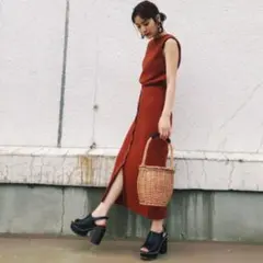 moussy マウジー　太　リブ　タイト　スカート　ボタン　ロング