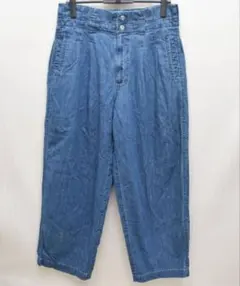 新品タグ付き】33℃ デニム テンセルタックワイドパンツ 定価1.5万 青