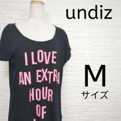 undiz ルームウェア Tシャツワンピ M 黒 ピンクロゴ