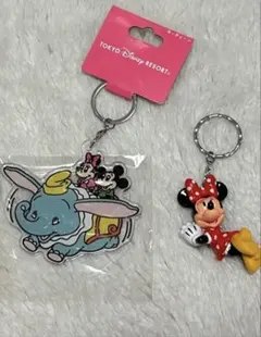 ディズニーランド　ミニーマウス　ミッキーマウス　ダンボ　キーチェーン　2点セット