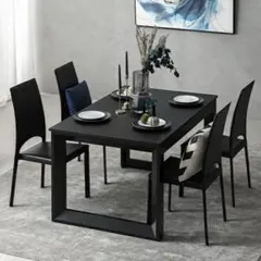 中古 アルモニア ダイニングテーブル 木製 伸縮 1600-サイズ ブラック