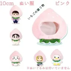 10cm ぬい服 着せ替え ぬいぐるみ 被り物 いちご ピンク 可愛いマスコット