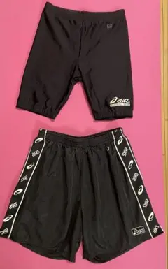 asics ブラック ハーフパンツ 二枚セット　サッカー用　Sサイズ