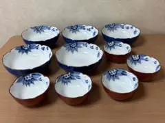 有田焼 八陶窯 西山作 染錦菊 小鉢 中鉢 各5客セット