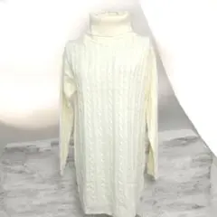 【美品】アンナアリス ケーブル編み ニット　チュニック オフホワイト Lサイズ