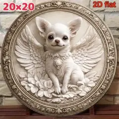 ウェルカムボード　エンジェルチワワ＊ラウンドプレート＊インテリア雑貨　チワワ　犬のサムネイル