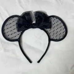 Disney ディズニー カチューシャ シースルー 限定 黒 ドット