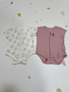 《美品》前あきロンパース肌着 60 2枚セット