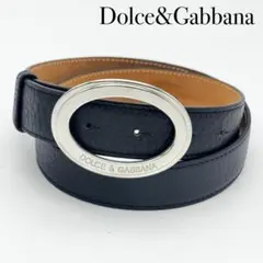DOLCE&GABBANA ドルチェ＆ガッバーナ レザー ベルト メンズ 黒 銀