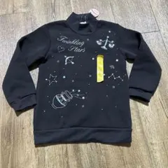 新品 タグ付 タートルネック 長袖 トレーナー 裏起毛 星座 黒 120cm