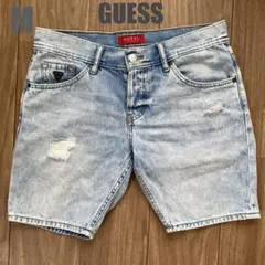 GUESS デニムショートパンツ ダメージ加工 ライトブルー Mのサムネイル
