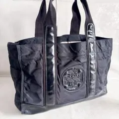 トリーバーチ トートバッグ エラ A4収納 肩掛け可能 ナイロン ビッグロゴ 黒