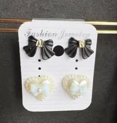 リボンとハート型ピアスセット　No.210