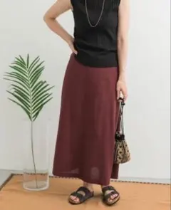 URBAN RESEARCH アーバンリサーチ ロングフレアースカート ボルドー
