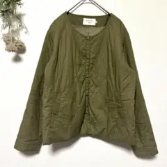 SM2 サマンサモスモスブルー｜キルティングノーカラージャケット｜カーキ｜M｜