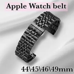 新ブラック　Apple Watch バンド ステンレス 44/45/46/mm