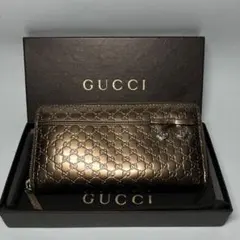 新品同様グッチGUCCI 長財布マイクロGG ハートチャーム　ラウンドファスナー