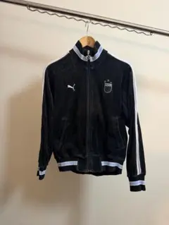 PUMA ブラック ベロア ジップアップパーカー