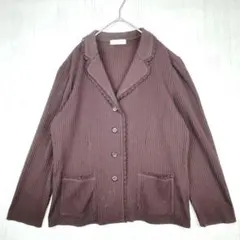 【ミカレディ】リブニットカーディガン ブラウン サイズ1 S フリル