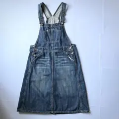 インディゴデニムサロペット スカート ビンテージ加工