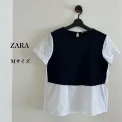 【美品】ZARA✨️バックプリーツドッキングブラウスM