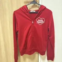 ピンクラテ赤いジッパー付きフードパーカー 150cm