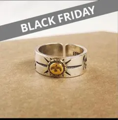 太陽モチーフ シルバー ゴールド リング