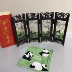 中華屏風　パンダ&パンダのコースター