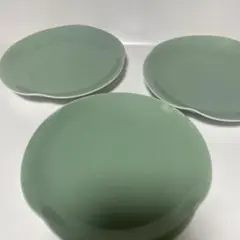 深川製磁淡いグリーン プレート 皿 3枚セットのサムネイル