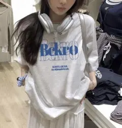 グラフィックプリント 半袖Tシャツ グレー