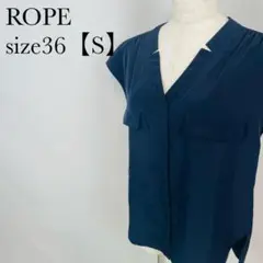 ROPE ラウンドスリット　ノースリーブ　Vネックブラウスシャツ　S　【88】のサムネイル