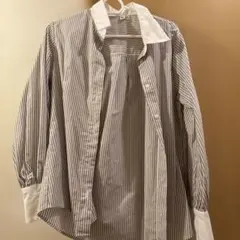 ストライプ長袖シャツ コットン混紡