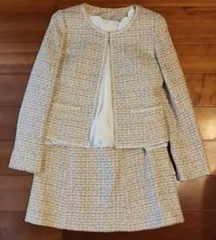ホワイト系 ツイード スカートスーツ