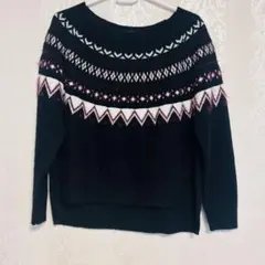 earth music&ecology ノルディック柄ニット　　セーター　黒