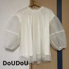 DoUDoU 袖ボリューム チュールブラウス　フリーサイズのサムネイル