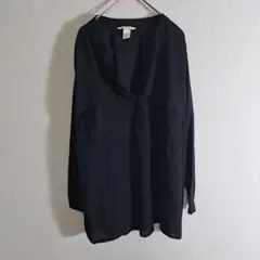 Q46★ぴ　H&M　シャツ　ブラウス　黒　レディース　XL