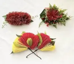 【フラダンス・タヒチアン用 4点セット】髪飾り　ヘアクリップ　ハワイアンフラワー