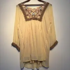 another edition 刺繍入り 五分袖 ブラウス イエローのサムネイル