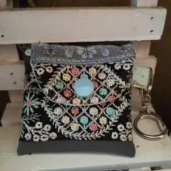 インド刺繍リボン小さな小さなポーチ