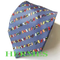 ネクタイ HERMES 　水色　上質SILK 個性的な柄　ヴィンテージ品　父の日