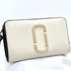MARC JACOBS スナップショット 二つ折り財布 アイボリー黒　バイカラー