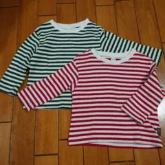 長袖ストライプTシャツ 80サイズ 2枚セット