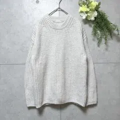 【GU】パフィータッチローゲージクルーネックセーター　長袖　S　ライトグレー