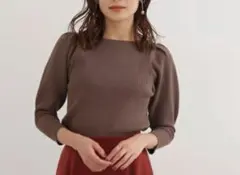 NATURAL BEAUTY BASIC リブニット ブラウン Mサイズ