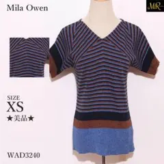 ミラオーウェン トップス ニット 半袖 ボーダー柄 配色デザイン フィット感