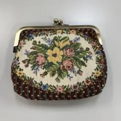 がま口財布 花柄 刺繍 ポーチ 軽量 小物収納 小物入れ