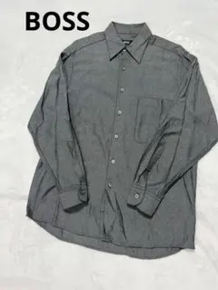 BOSS ヒューゴボス グレー ヘリンボーンシャツ Mサイズ