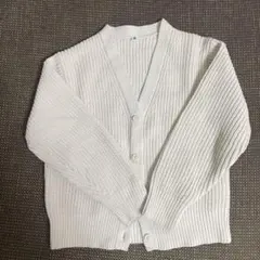 リブ編みカーディガン白　130